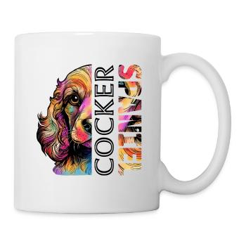 Farbenfroher Cocker Spaniel - Tasse - Weiß - Rechts