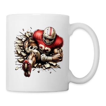 American Football Player Breaks Through Wall - Mug - white - Right