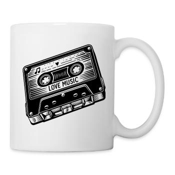 Cassette with Love Music lettering - Mug - white - Right