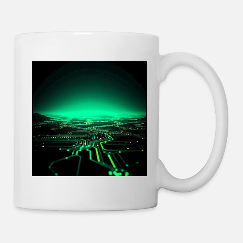 Neon Tech Stadtsilhouette - Tasse - Weiß