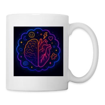 Kreatives Herz und Gehirn Neon Design - Tasse - Weiß - Rechts