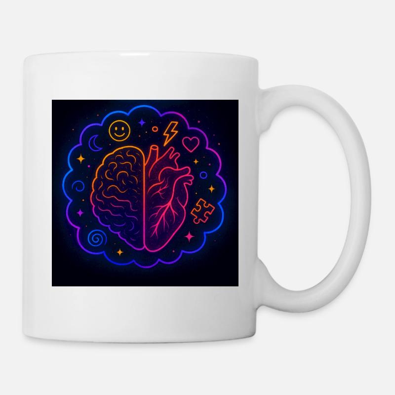 Conception créative de néons pour le cœur et le cerveau - Mug blanc - blanc