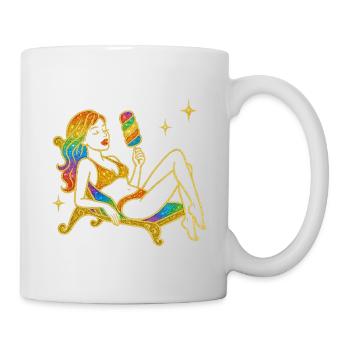 Glitzernde Einhorn-Fantasie mit Regenbogen - Tasse - Weiß - Rechts