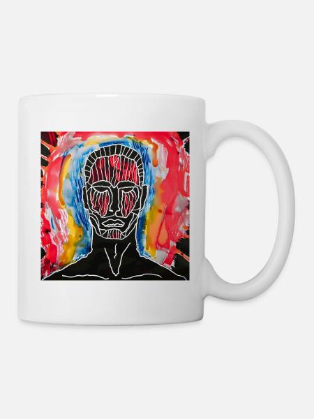 Abstraktes Porträt in leuchtenden Farben - Tasse - Weiß