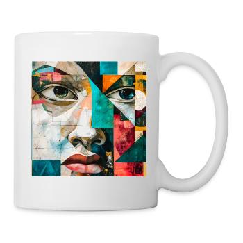 Kindliches abstraktes urbanes Porträt - Tasse - Weiß - Rechts