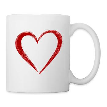 Süßes Hand Gezeichnetes Rotes Herz - Tasse - Weiß - Rechts