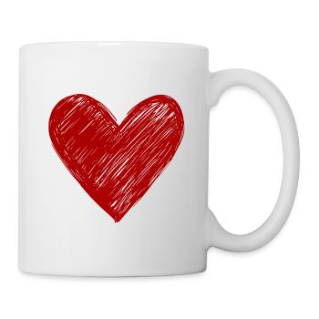 Hand-drawn heart in red - Mug - white - Right
