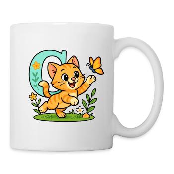 C für... Katze! Niedliches Alphabet-Design - Tasse - Weiß - Rechts