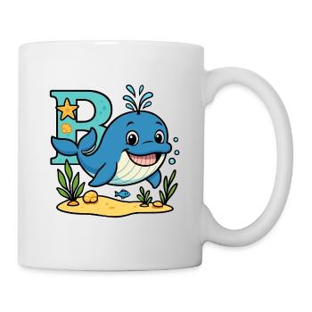 B für... Wal! Niedliches Alphabet-Design - Tasse - Weiß - Rechts