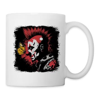 Gruseliger Clown und Schmetterling - Tasse - Weiß - Rechts