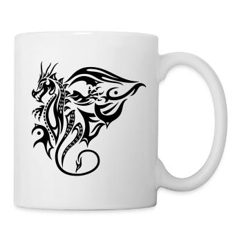 Seitlicher Tribal Drache Design mit Flügel - Tasse - Weiß - Rechts