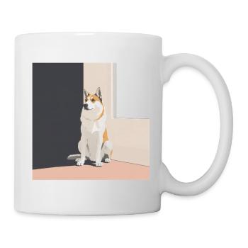 Illustration de Husky dans le style scandinave - Mug blanc - blanc - Droite