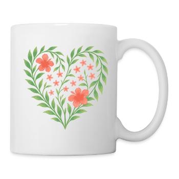 Coeur de fleur avec de délicates fleurs rouges - Mug blanc - blanc - Droite