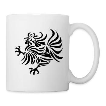 Intricate Line Art Rooster Design - Mug - white - Right