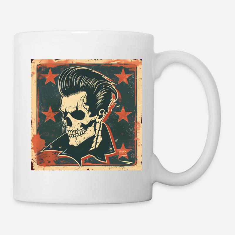 Crâne Rebel Rockabilly - Mug blanc - blanc