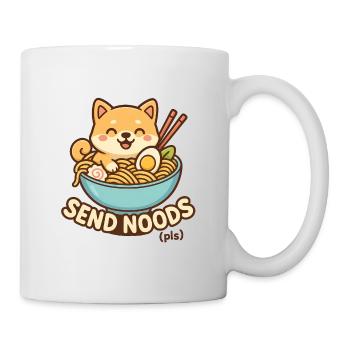 Kawaii Hund mit Nudeln und Ei - Tasse - Weiß - Rechts