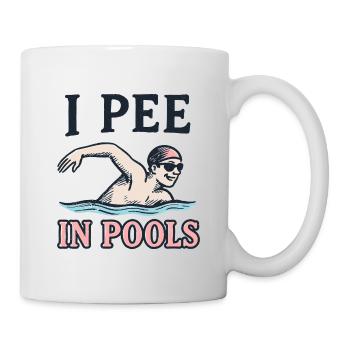 I Pee in Pools – Lustiges Pool Shirt - Tasse - Weiß - Rechts