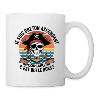 Tête de Mort Pirate à Ancre Colorée - Mug blanc - blanc - Droite