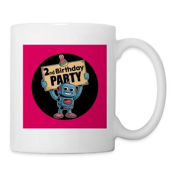 Roboter 2. Geburtstag Party Design - Tasse - Weiß - Rechts