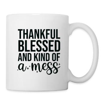 Words of gratitude on black background - Mug - white - Right