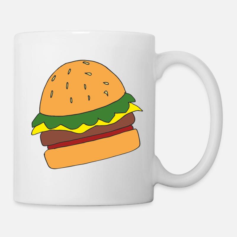 Lustiger Hamburger Cartoon-Print - Tasse - Weiß