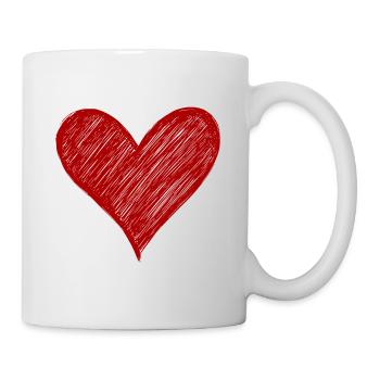 Heart drawing in red ink - Mug - white - Right