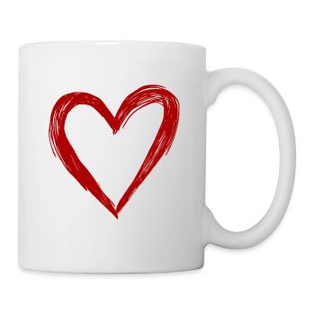 Cute Hand Drawn Red Heart - Mug - white - Right