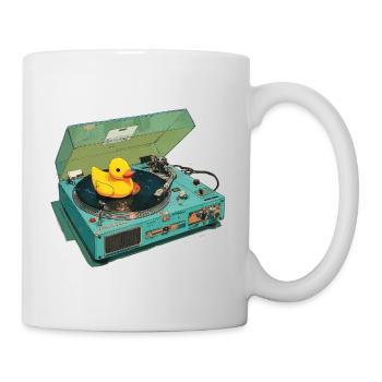 Gummiente auf Plattenspieler - Tasse - Weiß - Rechts