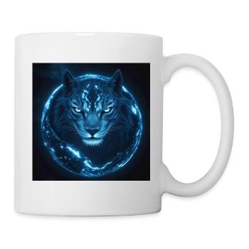 Leuchtender Tiger und nachtaktiver Kosmos - Tasse - Weiß - Rechts