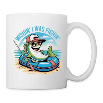 Poisson-grenouille sur carton avec chapeau et lunettes de soleil - Mug blanc - blanc - Droite