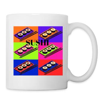 Bunte Sushi-Design mit Pop-Art-Stil - Tasse - Weiß - Rechts
