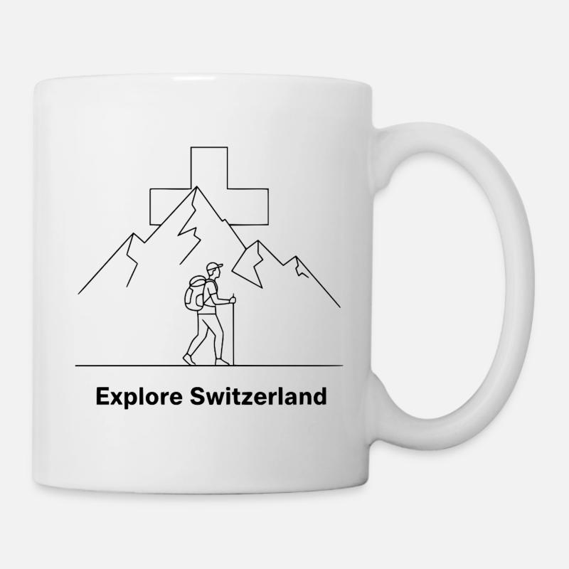 Explore Switzerland Hiking Motif - Mug - white