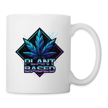 Plant Based Neon – futuristisches Hanfblatt - Tasse - Weiß - Rechts