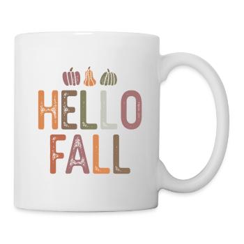 Herbstkürbisse in Pastellgrau und Orange - Tasse - Weiß - Rechts