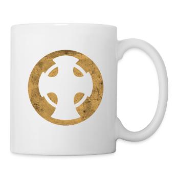 Abbildung des goldenen Kreises des Nowgorod-Kreuzes - Tasse - Weiß - Rechts