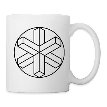 Geometrischer Schneeflocken-Kornkreis - Tasse - Weiß - Rechts
