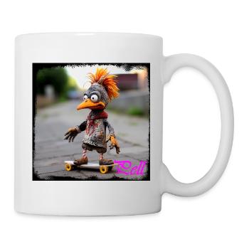 Poupée oiseau skateur streetart avec design artistique - Mug blanc - blanc - Droite