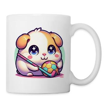 Hamster kawaii avec balle et crosse de hockey Sport - Mug blanc - blanc - Droite