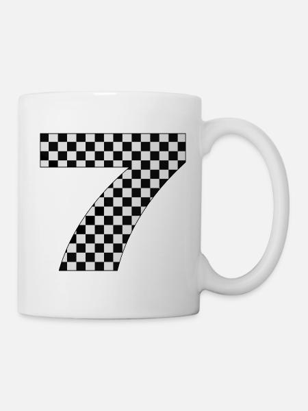 Checkered Zahl 7 - Tasse - Weiß