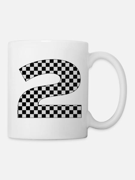 Checkerboard Muster - Zahl 2 - Tasse - Weiß