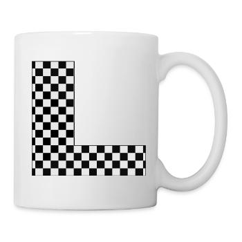 Lettre L à carreaux - Mug blanc - blanc - Droite