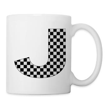 Schachbrett Muster Buchstabe J Design - Tasse - Weiß - Rechts