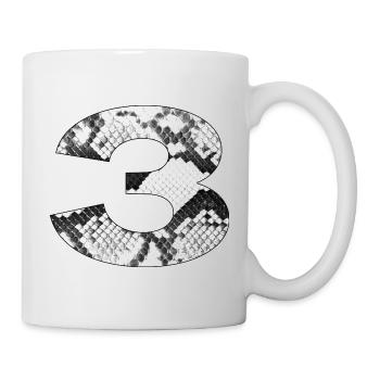 Schlangenleder-Muster Zahl 3 - Tasse - Weiß - Rechts