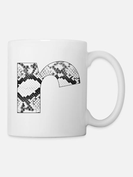 Schlangenmuster Buchstabe r - Tasse - Weiß
