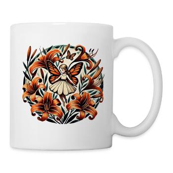 Whimsical Butterfly Fairy amidst Autumn Lilies - Mug - white - Right