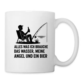 Fischer mit Wasser und Bier Spruch - Tasse - Weiß - Rechts
