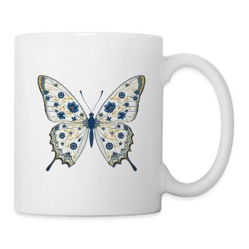 Porcelaine Papillon & Fleurs Bleues Vintage - Mug blanc - blanc - Droite