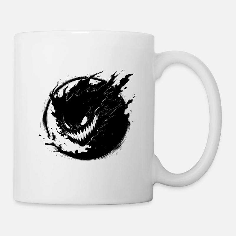 Dunkler Shadings-Vektor mit Dämonengesicht - Tasse - Weiß
