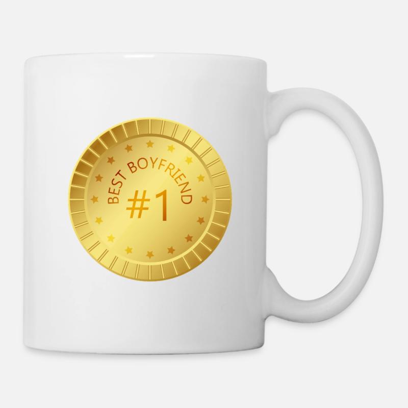 Médaille d'or Best Boyfriend #1 - Mug blanc - blanc