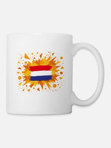 Dutch Flag with Orange Background - Mug - white